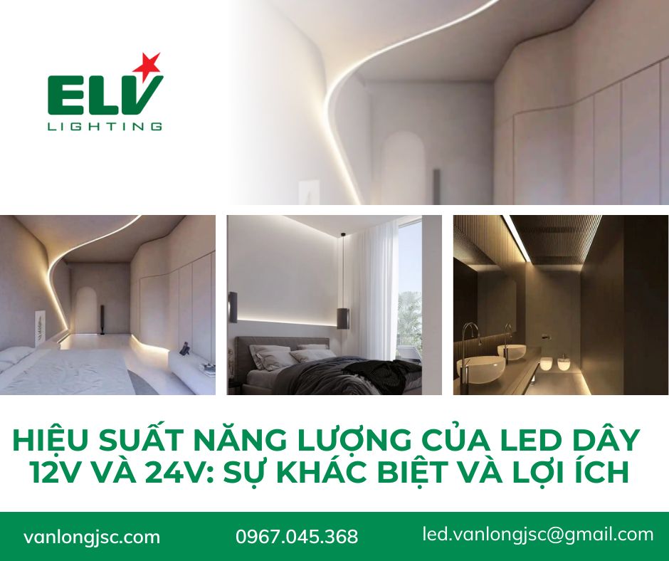 Hiệu suất năng lượng của LED dây 12V và 24V: Sự khác biệt và lợi ích
